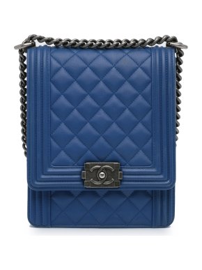 Chanel Blue North South Boy Single Flap Bag