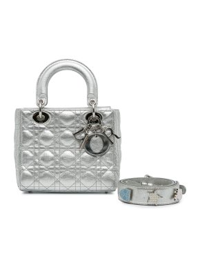 Dior Silver Small Cannage Leather Lady Dior My ABCDior