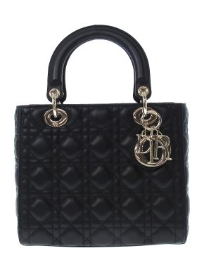 Dior Black Medium Cannage Leather Lady Dior