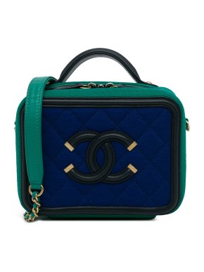 Chanel Blue and Green CC Filigree Jersey Vanity Case