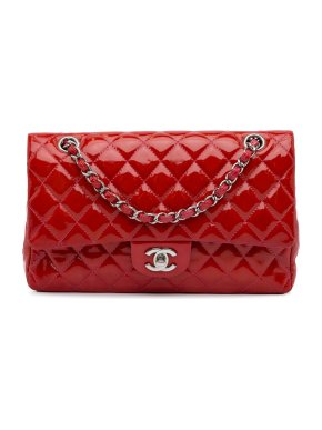 Chanel Red Medium Classic Patent Double Flap Bag