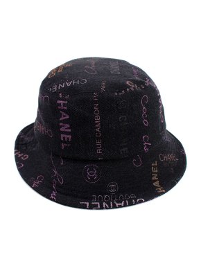 Chanel Black Denim Logo Bucket Hat