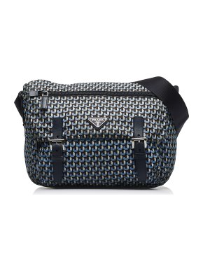 Prada Geometric Printed Tessuto Stampato Messenger Bag