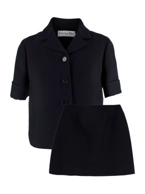 Dior Black Wool Blend Skort and Short Sleeve Jacket