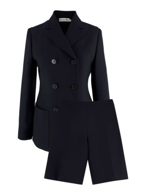 Dior Black Wool Blend Double Breasted Blazer and Shorts