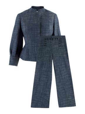 Dior Runway Cotton & Linen Blend Mock Neck Jacket & Sailor Pants