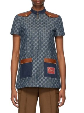 Gucci Denim Monogram Jacquard Tunic