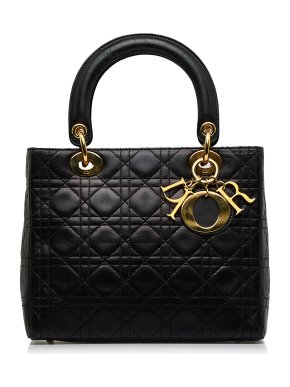 Dior Black Cannage Leather Medium Lady Dior
