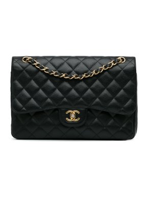 Chanel Black Caviar Leather Jumbo Double Flap Bag