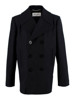 Saint Laurent Black Wool Peacoat
