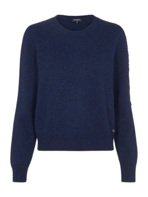 Chanel Blue Navy Cashmere Gabrielle Coco Logo Knit Jumper