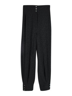 Chanel Black Monogram Silk Trousers