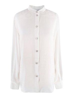 Chanel Ivory Monogram Printed Silk Blouse