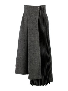 Dior Grey Pleated Asymmetric Maxi Skirt