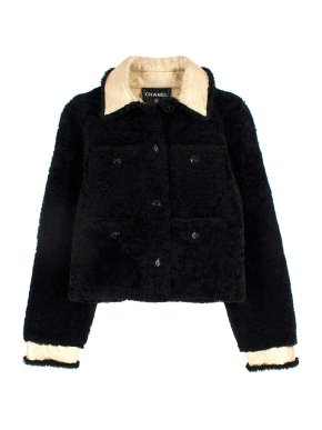 Chanel Black and Gold Shearling Trucker Jacket