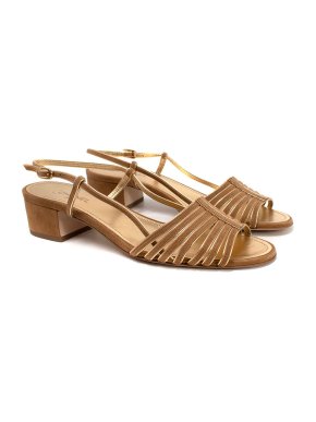 Chanel Beige Suede Heeled Sandals