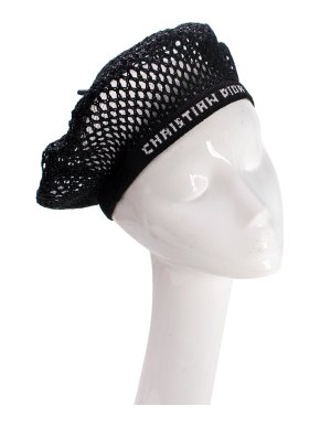 Dior Black Raffia Beret