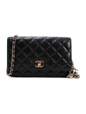 Chanel Black Lambskin Coco Crush Wallet on Chain