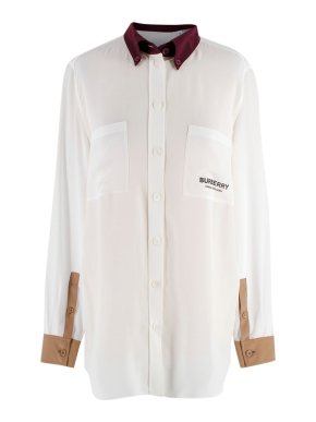 Burberry Contrast Trim Silk Shirt