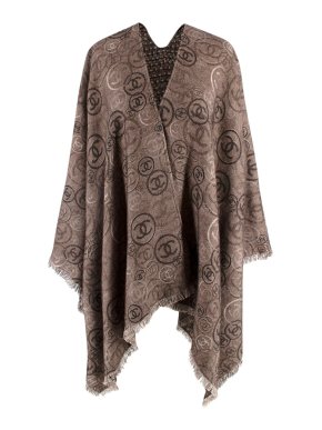 Chanel Brown Monogram CC Cashmere Cape
