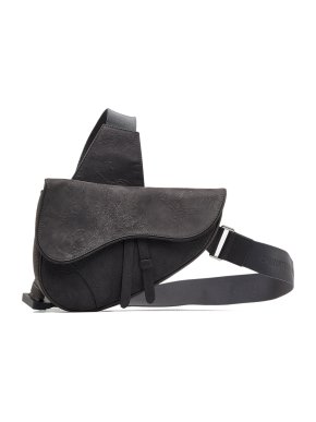 Dior Charcoal Grey Floral Embossed Saddle Belt Bag