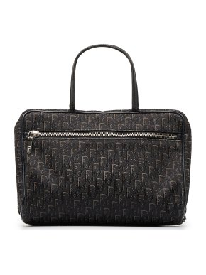 Dior Vintage Black Oblique Trotter Handbag