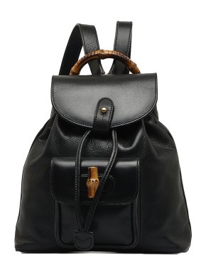 Gucci Black Bamboo Leather Backpack