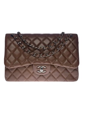 Chanel Chocolate Brown Jumbo Classic Lambskin Double Flap Bag