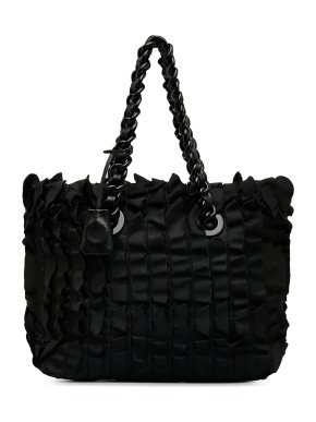 Prada Black  Ruffle Tote Bag