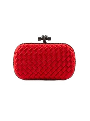 Bottega Veneta Red Knot Clutch with Python Trim Detail