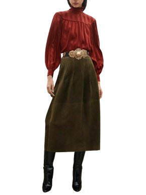 Saint Laurent Craquele Leather Belt