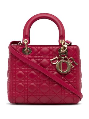 Dior Pink Medium Lambskin Cannage Lady Dior