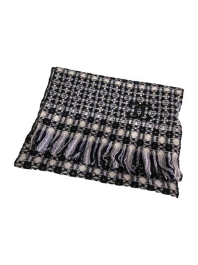 Chanel Purple Checked Cashmere Scarf