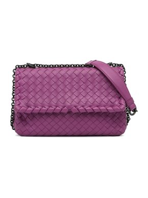 Bottega Veneta Purple Small Intrecciato Leather Olimpia Crossbody Bag
