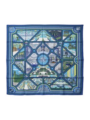 Hermes Blue 'Flanerie a Versailles'  Silk Scarf