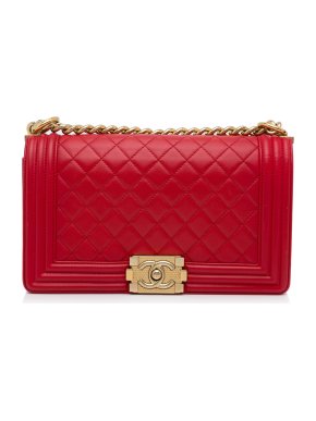 Chanel Red Medium Lambskin Boy Bag