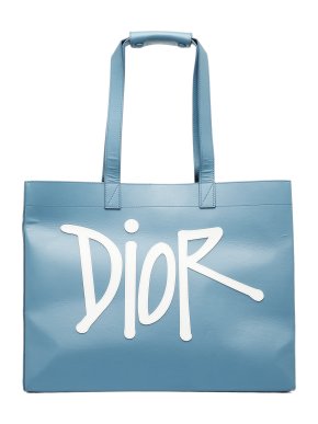 Dior x Stussy Blue Large Logo Tote Bag