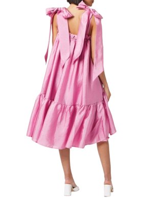 Stine Goya Pink Serena Tiered Hammered Satin Dress