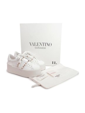 Valentino Garavani Rockstud Untitled Leather Flatform Sneakers