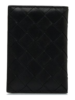 Bottega Veneta Black Intrecciato Leather  Bi-fold Wallet
