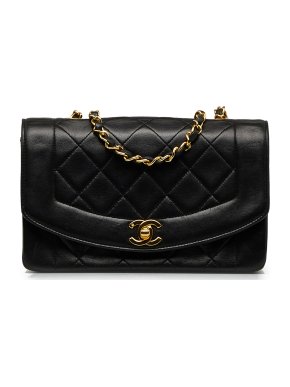 Chanel Small Black Lambskin Diana Single Flap Bag