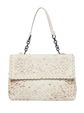Bottega Veneta Cream Large Intrecciato Ruffle  Olimpia Bag