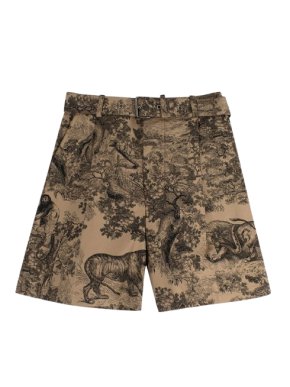 Dior Beige Belted Fantasie Print Belted Shorts