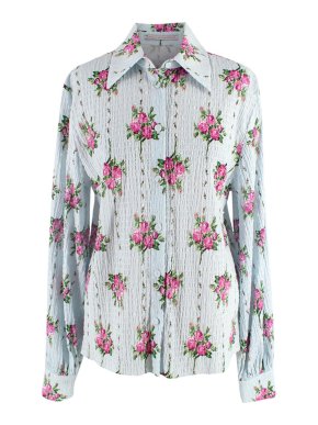 Emilia Wickstead Blue Floral Seersucker Shirt