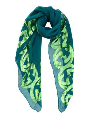 Gucci Forest Green Velvet GG Silk Scarf