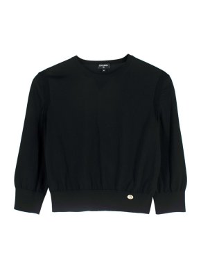 Chanel Black Crew Neck Fine Knit Top