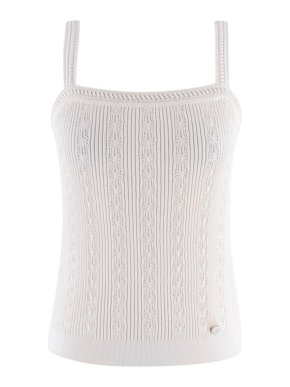Chanel White Embroidered Cotton Cami Top