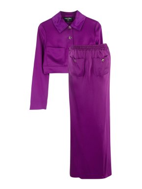 Chanel Purple Silk Blouse and Maxi Skirt Suit