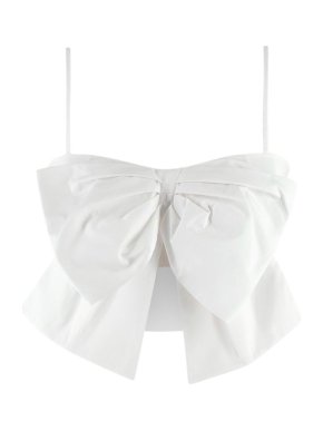 Chanel White Bow Crop Top