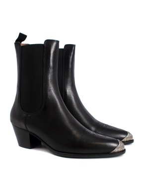 Ralph Lauren Polo Black Leather Cowboy Boots with